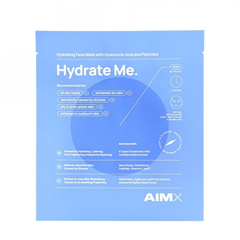 AIMX Greito poveikio giliai drėkinanti veido kaukė su peptidais „Hydrate Me“ 1vnt