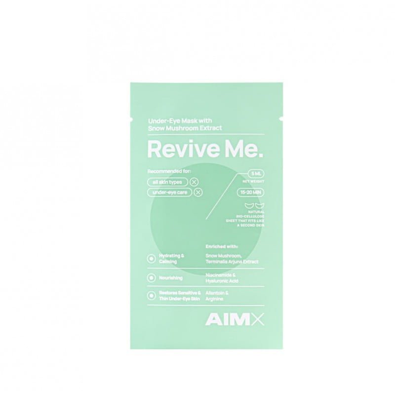 AIMX Drėkinanti ir gaivinanti paakių kaukė su hialuronu „Revive Me“ 1vnt