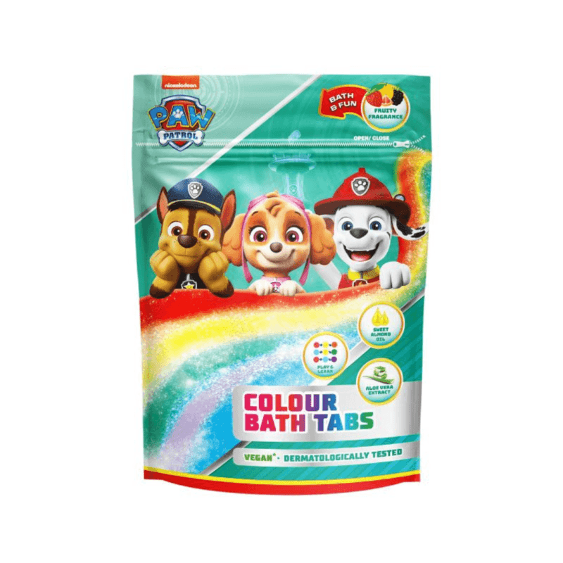 PAW PATROL spalvotos vonios putos 9x16 g gervuogių, pomelo, braškių aromato